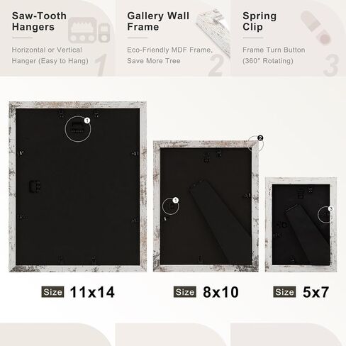 Frametory ، مجموعة إطار معرض الجدار من 7 أحجام متعددة 11x14 ، 8x10 ، 5x7 إطار صورة الصور مع حصيرة للمطبوعات ، مع زجاج حقيقي (الجوز) in Saudi Arabia