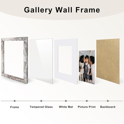 Frametory ، مجموعة إطار معرض الجدار من 7 أحجام متعددة 11x14 ، 8x10 ، 5x7 إطار صورة الصور مع حصيرة للمطبوعات ، مع زجاج حقيقي (الجوز) in Saudi Arabia