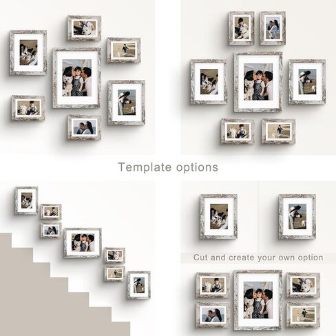 Frametory ، مجموعة إطار معرض الجدار من 7 أحجام متعددة 11x14 ، 8x10 ، 5x7 إطار صورة الصور مع حصيرة للمطبوعات ، مع زجاج حقيقي (الجوز) in Saudi Arabia