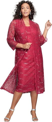 Roaman's Women's Plus Size Sequin Lace Jacket Dress in Kuwait