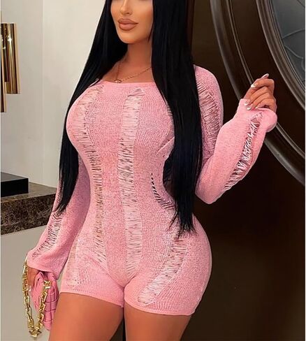 نساء مثير عاجزة عارية الذراعين قطعة واحدة بذلة طويلة الأكمام متبكية قبالة الكتف bodycon جوفاء in Kuwait