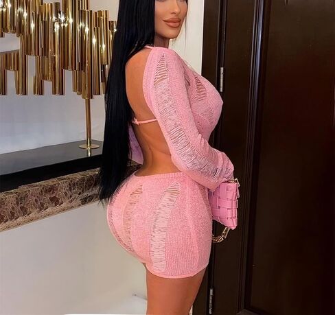 نساء مثير عاجزة عارية الذراعين قطعة واحدة بذلة طويلة الأكمام متبكية قبالة الكتف bodycon جوفاء in Kuwait