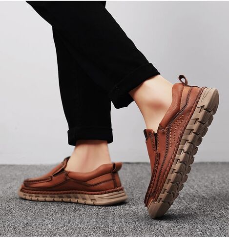 Men’s Hands Free Slip in Loafers Walking Slip on Leather Shoes Casual Hiking Outdoor Comfortable Breathable Anti-Slip in Saudi Arabia