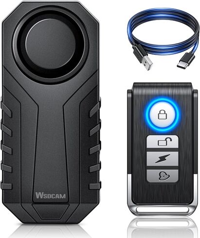 WSDCAM Rechargeable Bike Horn Alarm with Remote, 113dB Loud Wireless Bicycle Alarm System Anti Theft, IP65 Waterproof, Bike Alarms for E-Bikes in Kuwait