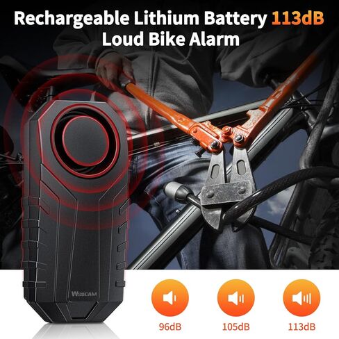 WSDCAM Rechargeable Bike Horn Alarm with Remote, 113dB Loud Wireless Bicycle Alarm System Anti Theft, IP65 Waterproof, Bike Alarms for E-Bikes in Kuwait