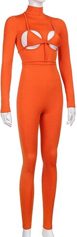 BYDIVA 2021 Turtleneck Long Sleeve Bodycon Outside Jumpsuit Bra Top Attached in Saudi Arabia
