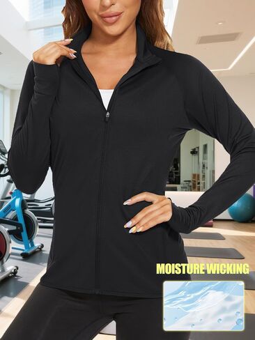 TACVASEN Women's Athletic Jackets Lightweight UV Protection Shirts Full Zip Workout Jacket UPF 50+ Long Sleeve Sun Shirt in Saudi Arabia