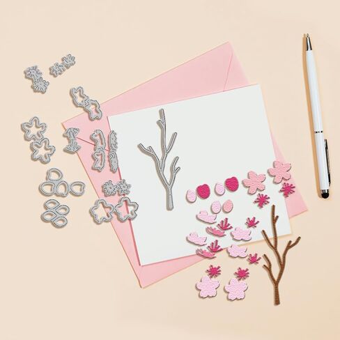GLOBLELAND Spring Petal Pocket Flower Cutting Dies for Card Making Flower and Leaves Die Cuts Rotating Flower Cut Dies for DIY Scrapbooking Journal Embossing Paper Craft Decor in Saudi Arabia