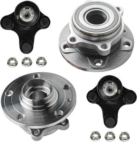 Detroit Axle - مجموعة محامل العجلات الأمامية لفولكس واجن Jetta Passat Beetle Gti EOS R32 Golf Tiguan Rabbit Audi A3 Q3 Quattro ، 2 Wheel Bearing Hubs 2 Lower Ball Pointions in Saudi Arabia