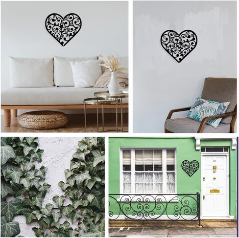 NBEADS Heart Vine Metal Wall Art Decor, Matte Style Wall Hanging Decor Silhouette Wall Art for Home Garden Hotel Office Wall Festival Decoration Gift, 8.9×9.8 Inch in Saudi Arabia