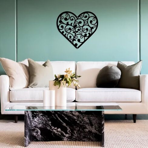 NBEADS Heart Vine Metal Wall Art Decor, Matte Style Wall Hanging Decor Silhouette Wall Art for Home Garden Hotel Office Wall Festival Decoration Gift, 8.9×9.8 Inch in Saudi Arabia