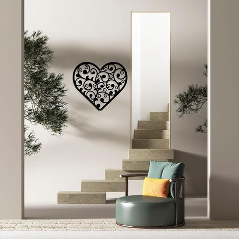 NBEADS Heart Vine Metal Wall Art Decor, Matte Style Wall Hanging Decor Silhouette Wall Art for Home Garden Hotel Office Wall Festival Decoration Gift, 8.9×9.8 Inch in Saudi Arabia