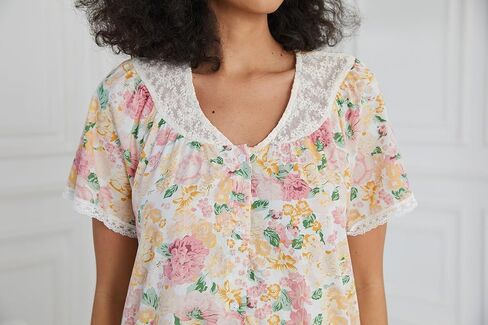 AVIIER 100% Cotton House Dress for Women Short Sleeve Housecoat Duster Robe with Pockets in Saudi Arabia