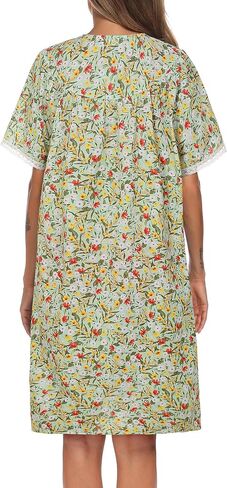AVIIER 100% Cotton House Dress for Women Short Sleeve Housecoat Duster Robe with Pockets in Saudi Arabia