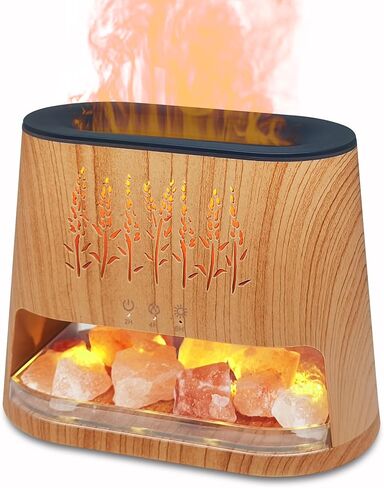 Fireplace Flame Diffuser & Himalayan Salt Lamp, 8 Colors Aromatherapy Diffuser Cool Mist Humidifier with Timer Auto Off Function for Home, Bedroom, Offie,Yoga in Saudi Arabia