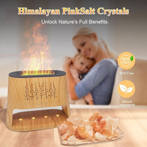 Fireplace Flame Diffuser & Himalayan Salt Lamp, 8 Colors Aromatherapy Diffuser Cool Mist Humidifier with Timer Auto Off Function for Home, Bedroom, Offie,Yoga in Saudi Arabia