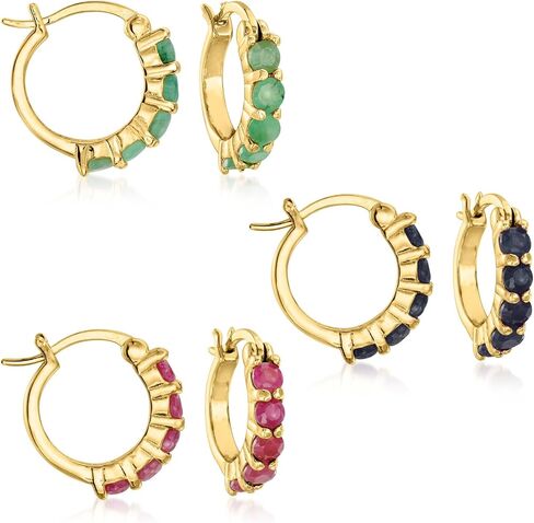 Ross-Simons Three Pair Gemstone Huggie Hoop Earrings in Saudi Arabia