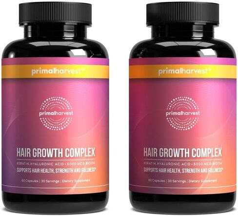 Primal Harvest 1 Pack, Hair Growth Vitamins, Hair Growth for Women & Men - 60 Hair Growth Pills, Natural Hair Thickening Product w/Biotin & Zinc - Hair Supplement, Regrowth Hair Vitamins in Kuwait