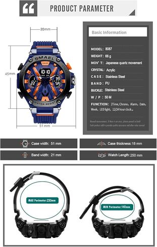 KXAITO Men's Watches Sports Outdoor Waterproof Military Watch Date Multi Function Tactics LED Face Alarm Stopwatch for Men 8087 in Saudi Arabia