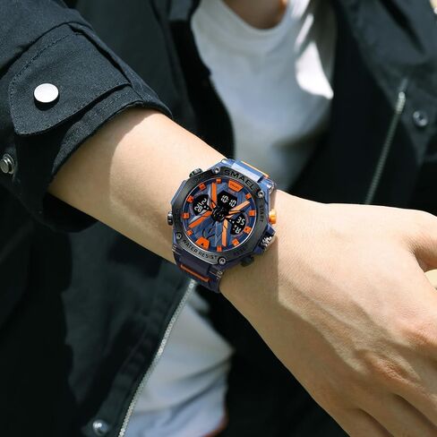 KXAITO Men's Watches Sports Outdoor Waterproof Military Watch Date Multi Function Tactics LED Face Alarm Stopwatch for Men 8087 in Saudi Arabia