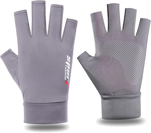 Fingerless Sun Gloves for Men Women UV Protection, Anti-Slip Half Finger Driving-Gloves for Fishing Rowing Cycling in Kuwait