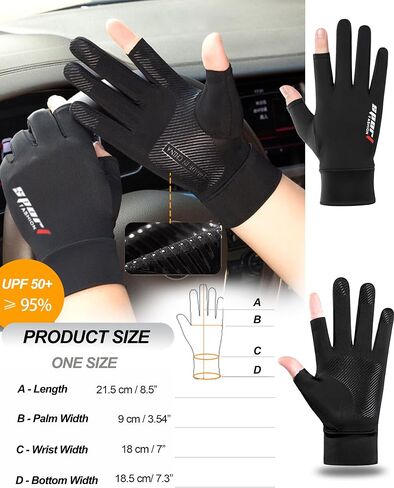 Fingerless Sun Gloves for Men Women UV Protection, Anti-Slip Half Finger Driving-Gloves for Fishing Rowing Cycling in Kuwait