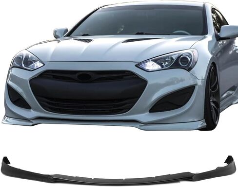 الشفة الأمامية المصد الأمامية المتوافقة مع 2013-2016 Hyundai Genesis Coupe ، KS Style PU سد الهواء السوداء السوداء غير مصبوغ من قبل Ikon Motorsports in Saudi Arabia