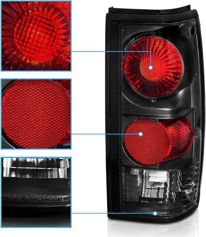 AmeriLite Dark Euro Black Smoke Tail Lights For 1982-1993 Chevy S10 Blazer/GMC S15 Sonoma - Passenger and Driver Side in Saudi Arabia