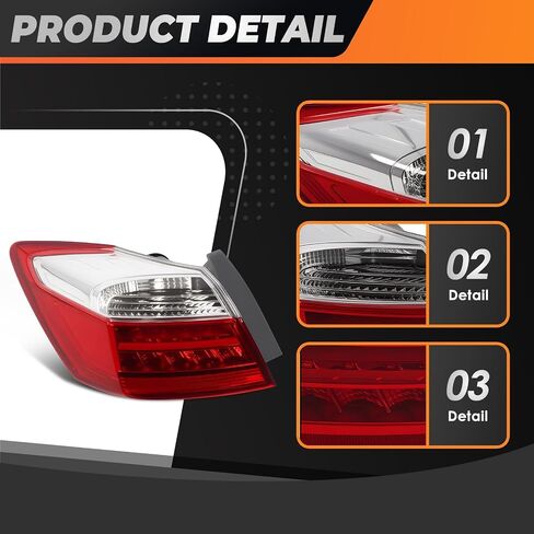 Driver Side Outer Tail light Compatible with 2013 2014 2015 Accord Sedan EX-L Touring Rear Light Taillight 33550T2AA12 HO2804103 (Left) in Saudi Arabia