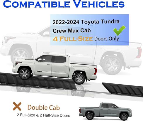 6 inches Crew Max Cab Running Boards for 2022-2025 Tundra - Mirror Stainless Steel Side Steps Rails Nerf Bars 4 Full Size Doors Only in Saudi Arabia