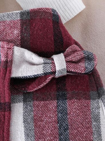 Toddler Girl Plaid Outfits Girls Long Sleeve Knit Ribbed Shirt Plaid Skirt Set Fall Winter Clothes 2-7T in Saudi Arabia