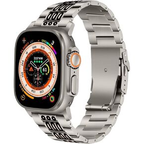 أساور تيتانيوم لساعة أبل الترا 2/1 49 ملم سوار معدني قوي للرجال مع سوار iwatch مضيء