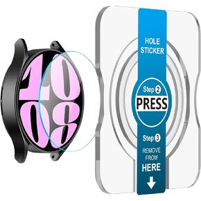 AMANECER (عبوتان من واقي الشاشة الزجاجي المقوى مصمم لساعة Galaxy Watch 6 40 مم 44 مم وساعة Glaxy 6 الكلاسيكية 43 مم 47 مم، تركيب سهل للغاية - غطاء واقي لساعة سامسونج الذكية 2023