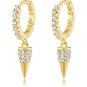 Gold Dainty Huggie Hoop Earring 14K Gold Plated Dangle Earrings Sparkling Cubic Zirconia CZ Charm Hoops Earrings for Women Hypoallergenic Hoops Jewelry Gift in Saudi Arabia