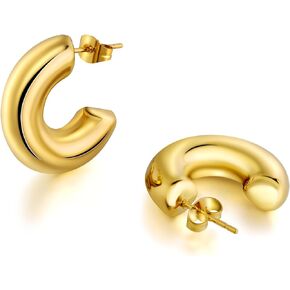 18K Gold Plated Chunky Multi Hoop Earrings for Women Hypoallergenic Trendy Triple Split Open Loop Huggie Earrings Lightweight Gold Hoops Ear Studs Jewelry Gifts