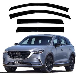 4pcs Outside Mount Tape On Sun Rain Guards Set Side Window Wind Visor Vent Deflector Window Visor fit for 2016-2021 Mazda CX9
