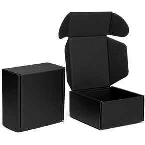 Mcfleet 9x6x2" Black Shipping Boxes - 24 Pack Corrugated Cardboard Mailing Box Packaging for Small Business - Tab Locking Literature Mailer Flat Empty Gift Packing Supplies