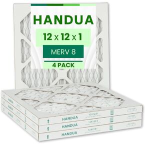 Handua 18x24x1 Air Filter MERV 8 Dust Control, Plated Furnace AC Air Replacement Filter, 4 Pack (Actual Size: 17.75" x 23.75" x 0.75")