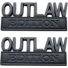 2PCS Outlaw Edition Emblems, 3D Badge Car Sticker with 3M Strong Adhesive, Fender Replacement for F150 F250 F350 Chevy Silverado 1500 2500 Chevrolet C10 C15 (Black)