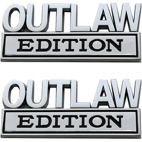 2PCS Outlaw Edition Emblems, 3D Badge Car Sticker with 3M Strong Adhesive, Fender Replacement for F150 F250 F350 Chevy Silverado 1500 2500 Chevrolet C10 C15 (Black)