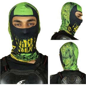 Viper Squad Green, Sweat Wicking Lightweight Breathable Balaclava Face Mask - 4-Way Stretch, Quick Dry, for Motorcycling, Running, Cycling, Printed Free Size Multi-Colour