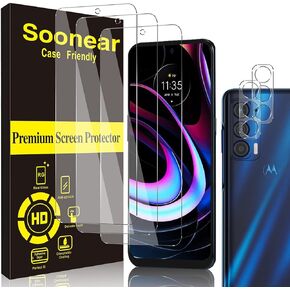 [3+2 Pack] Soonear Compatible for Motorola Edge (2021) Screen Protector 6.8 inch + Motorola Edge (2021) Camera Protector Tempered Glass Case Friendly[Not Motorola Edge 20], Clear