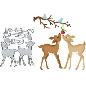 Christmas Bird Tree Branch Deer Metal Die Cuts,Merry Christams Street Deer Cutting Dies Cut Stencils DIY Scrapbooking Decorative Embossing Paper Scrapbooking Card Making