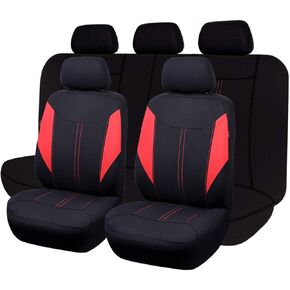 أغطية مقاعد السيارة فلاينج بانر، مجموعة كاملة من القماش الواقي، لون رياضي أسود، رمادي، أحمر، أرجواني، برتقالي، مقعد خلفي مقسم لشاحنة الدفع الرباعي (رمادي) in Kuwait