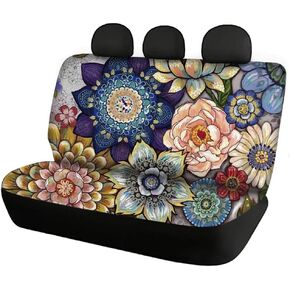 3D Abstract Floral Seat Cover for Car Back Seat Lightweight Automotive Rear Bench Seat Cover for Women,Universal Fit for Car Truck Van and SUV,2-Pieces