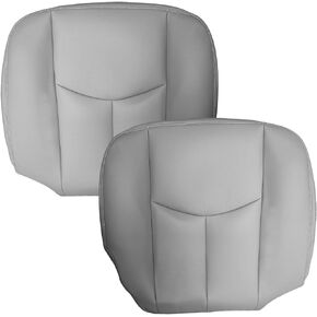 Driver and Passanger Side Bottom Seat Cover #922 Gray Leather Fit for Chevy for GMC-Model Tahoe Suburban Avalanche Yukon Silverado Yukon XL Sierra 2003-2006