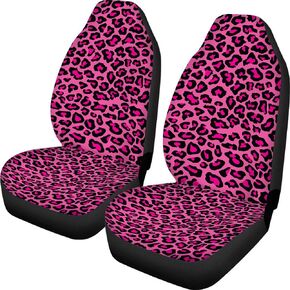 UNICEU Chic Pink Leopard Animal Print Fashion Car Seat Covers for Women,Universal Auto Bucket Front Seat Protectors for Cars,SUV,Truck