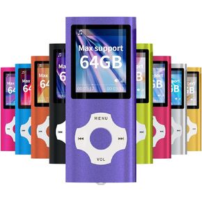 WOWSYS- Digital, Compact and Portable MP3 / MP4 Player (Max Support 64 GB) with Photo Viewer, E-Book Reader and Voice Recorder and FM Radio Video Movie in Purple