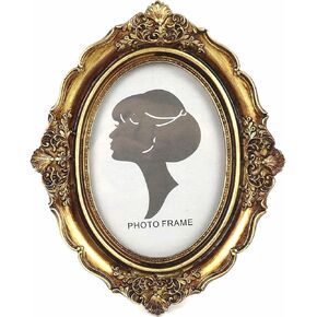4x6 Picture Frame, Vintage Picture Frames 4x6 Photo Frames with Glass Front, Oval Picture Frame for Photo Display Home Decor(Antique Gold Color)