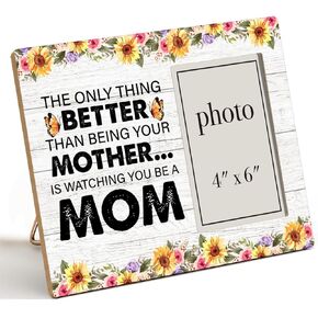إطار صورة ابنة هدية من الأم، هدية للأم، ريفي الشيء الوحيد الأفضل من أن تكون والدتك تشاهدك وأنت أم، إطار صورة خشبي، مثبت على الحائط وسطح الطاولة - صورة مقاس 4 × 6 بوصات in Kuwait